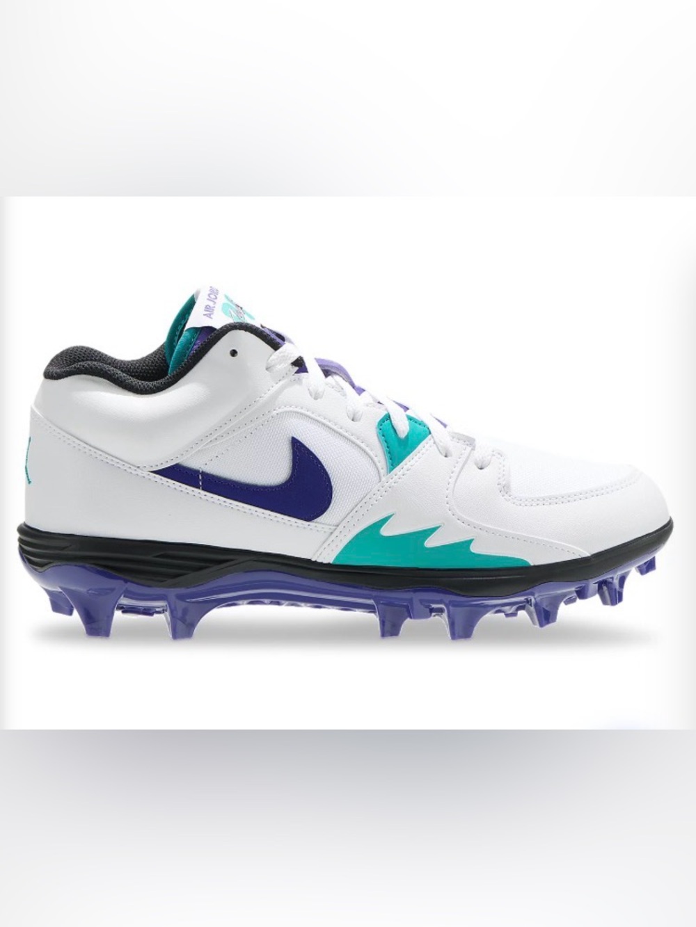 Men’s Jordan Nike White Teal Purple Low-Top Baseball Cleats